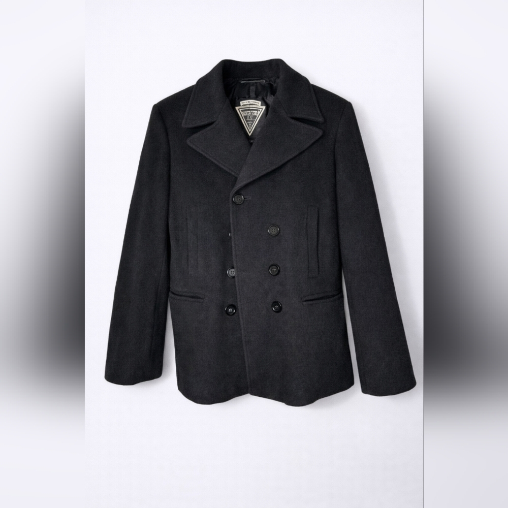 Vintage Marvin Richards Black Wool Peacoat Women’s Size 14 Double Breasted Jacke